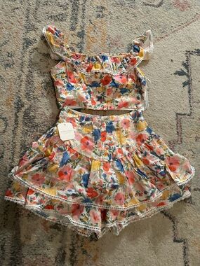 Altar'd State Floral Two-Piece Set in White, Pink, Yellow, Blue